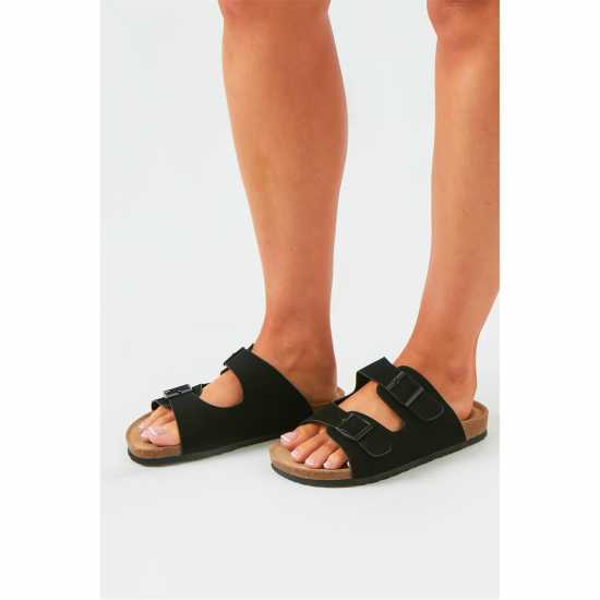 Missy Empire Croc Effect Sandals Black Дамски обувки