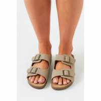 Missy Empire Croc Effect Sandals Beige Дамски обувки