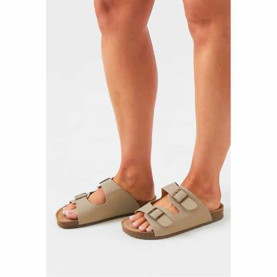 Missy Empire Croc Effect Sandals Beige Дамски обувки