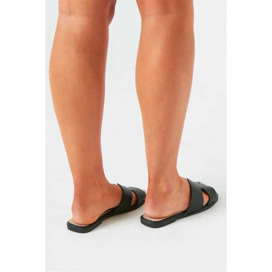 Rubber Ribbed Sole Sliders Черно Rubber Ribbed Sole Sliders Черно