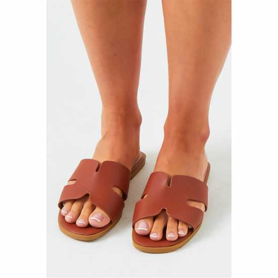 Missy Empire Rubber Ribbed Sole Sliders  
