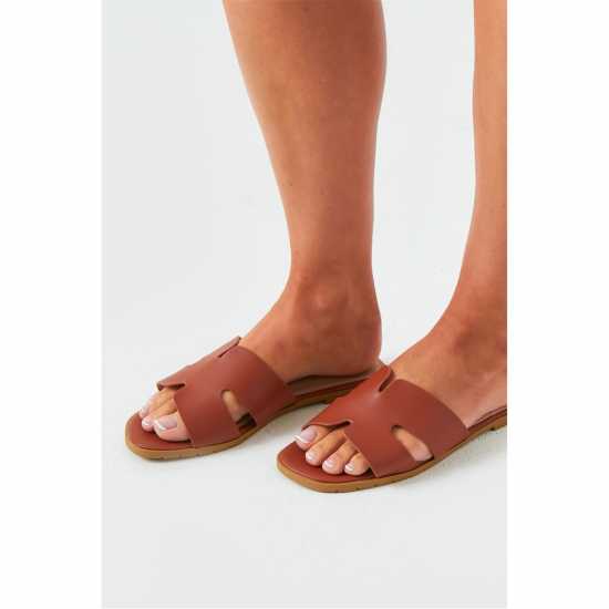 Missy Empire Rubber Ribbed Sole Sliders  