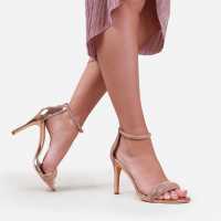 Wheres That From Wheres High Heel Sandals With Diamante Ankle Strap Rose Gold 