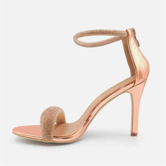 Wheres That From Wheres High Heel Sandals With Diamante Ankle Strap Rose Gold 