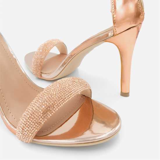 Wheres That From Wheres High Heel Sandals With Diamante Ankle Strap Rose Gold 