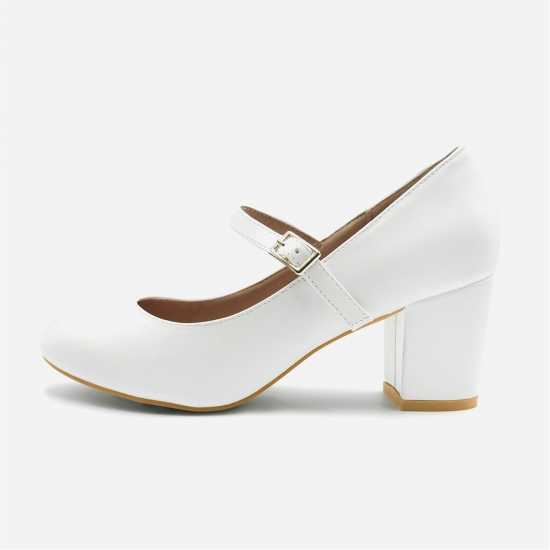 Wheres That From Block Heel Mary Jane Pumps Бяло 