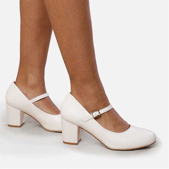 Wheres That From Block Heel Mary Jane Pumps Бяло 
