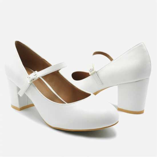 Wheres That From Block Heel Mary Jane Pumps Бяло 