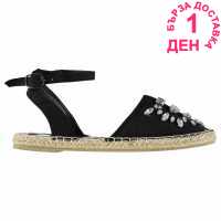 Rock And Rags Jewel Espadrille Sandals Black Дамски сандали и джапанки