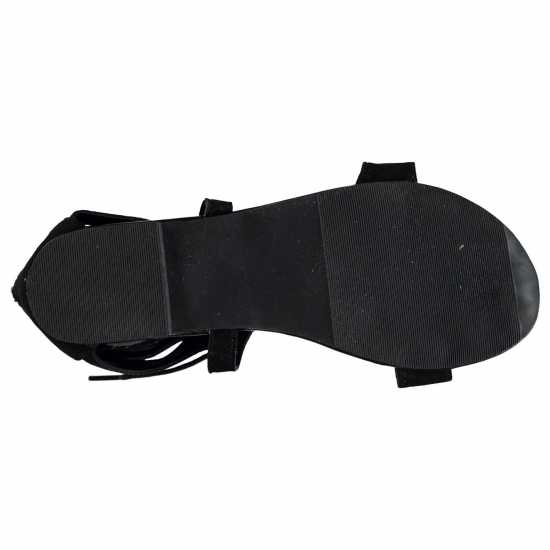 Full Circle Дамски Сандали Lace Strap Ladies Sandals Black Дамски сандали и джапанки