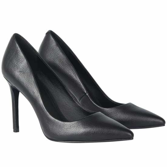 Linea Stiletto High Heel Shoes Black Leather Дамски обувки