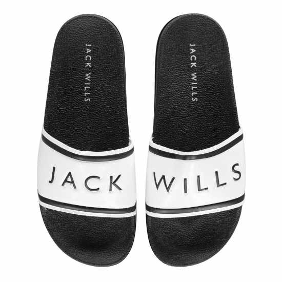 Jack Wills Logo Sliders White/Black Дамски сандали и джапанки