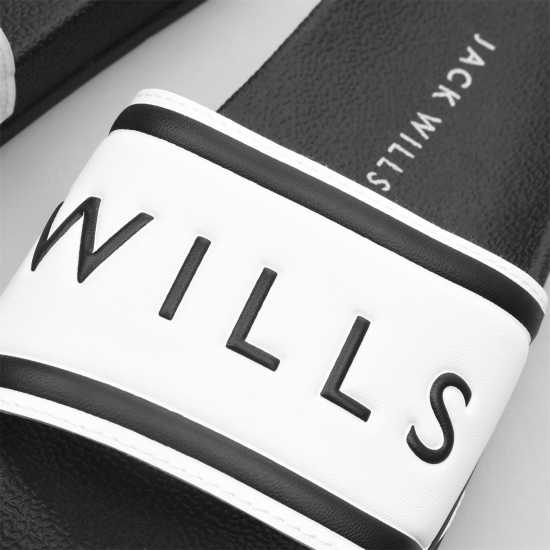 Jack Wills Logo Sliders White/Black Дамски сандали и джапанки