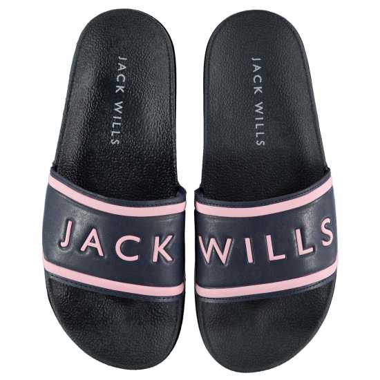 Jack Wills Logo Sliders Navy Дамски сандали и джапанки