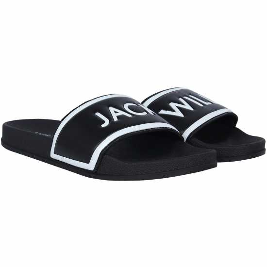 Jack Wills Logo Sliders Black Дамски сандали и джапанки
