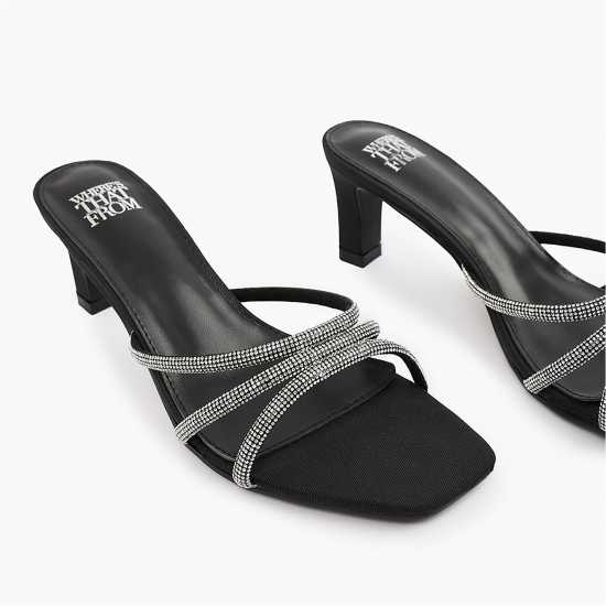 Wheres That From Block Heels Ld99 BlackNEWSatin 