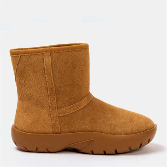 Golddigga Боти Snug Womens Classic Slip On Ankle Boots Chestnut Дамски ботуши