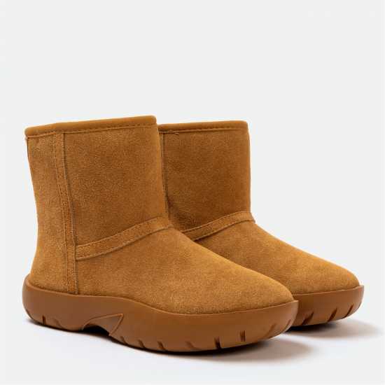 Golddigga Боти Snug Womens Classic Slip On Ankle Boots Chestnut Дамски ботуши