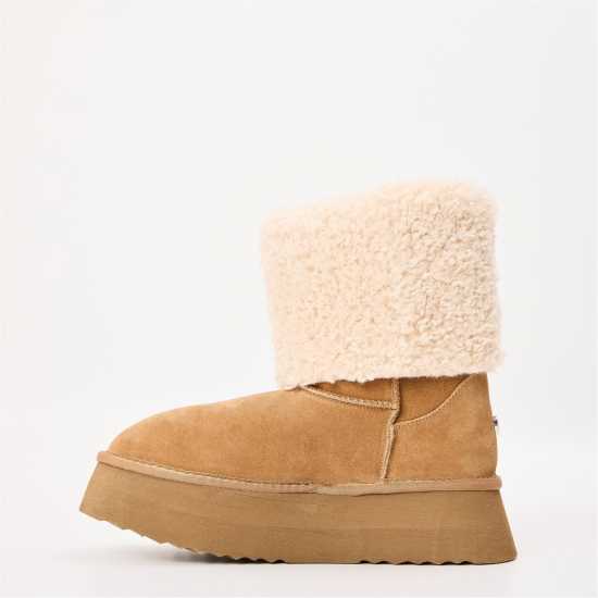Steve Madden Ботуши С Топла Подплата Women's St. Moritz Snug Boots Chestnut 
