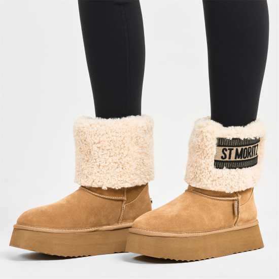 Steve Madden Ботуши С Топла Подплата Women's St. Moritz Snug Boots Chestnut 