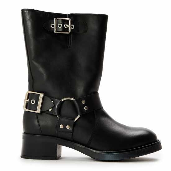 Steve Madden Боти С Ток Women's Blessing Ankle Heeled Boots Black Lthr 