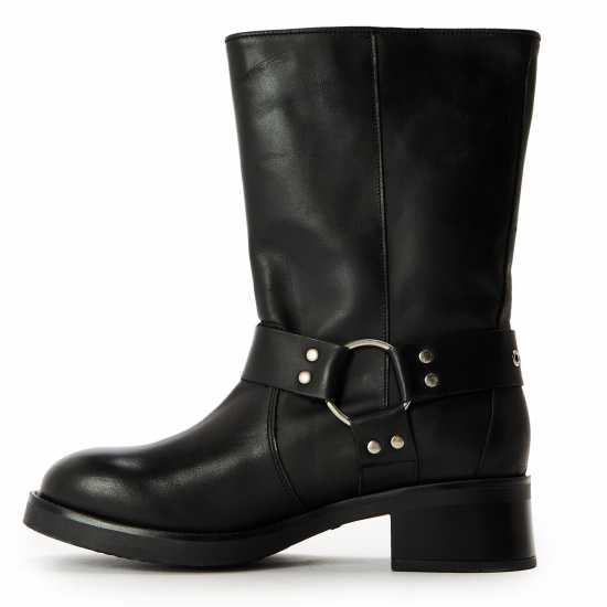 Steve Madden Боти С Ток Women's Blessing Ankle Heeled Boots Black Lthr 
