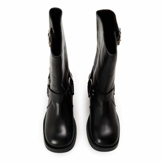 Steve Madden Боти С Ток Women's Blessing Ankle Heeled Boots Black Lthr 