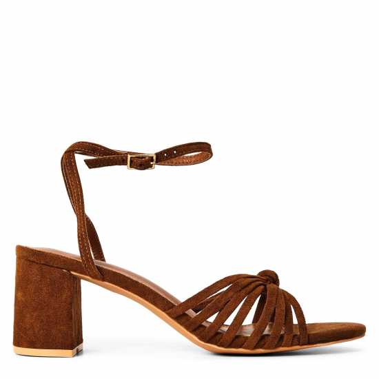Wheres That From Where’S Knotted Block Heel Sandal With Ankle Strap  