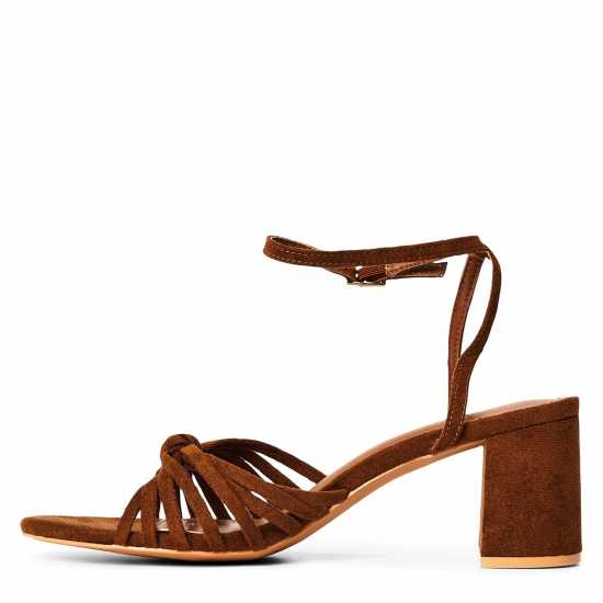 Wheres That From Where’S Knotted Block Heel Sandal With Ankle Strap  