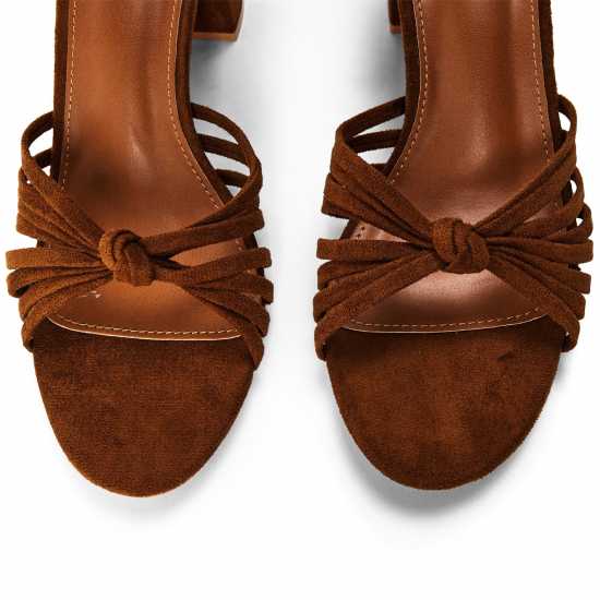 Wheres That From Where’S Knotted Block Heel Sandal With Ankle Strap  