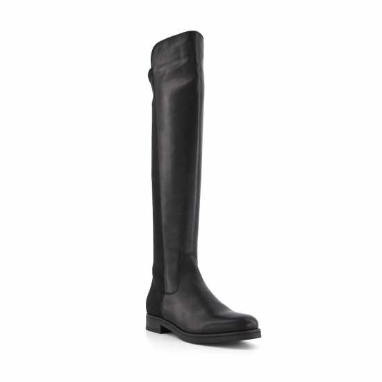 Дамски Високи Ботуши Dune London Tropic Flat Knee High Boots Черен Lth 484 Дамски ботуши