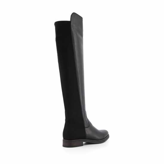 Дамски Високи Ботуши Dune London Tropic Flat Knee High Boots Черен Lth 484 Дамски ботуши