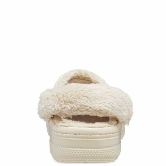 Crocs Women's Baya Lined Fuzz Strap Mule Slippers Winter White 