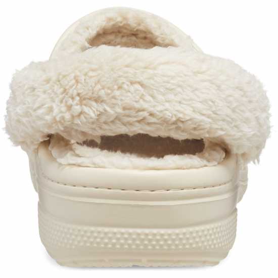 Crocs Women's Baya Lined Fuzz Strap Mule Slippers Winter White 