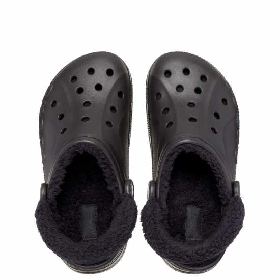 Crocs Women's Baya Lined Fuzz Strap Mule Slippers Black 