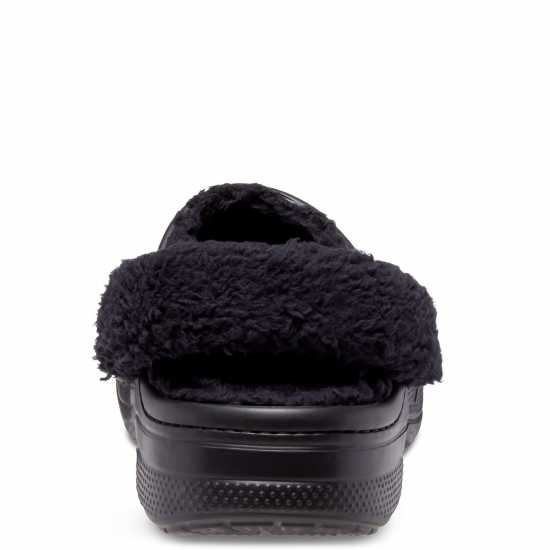 Crocs Women's Baya Lined Fuzz Strap Mule Slippers Black 