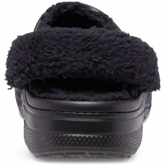 Crocs Women's Baya Lined Fuzz Strap Mule Slippers Black 