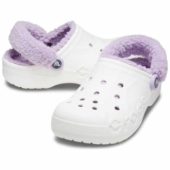 Crocs Baya Lined Fuzz Strap Mule Slippers Бяло/Лаванда 