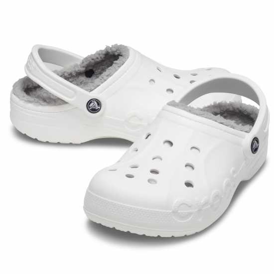 Crocs Women's Baya Lined Mule Slippers White/Grey Crocs Women's Baya Lined Mule Slippers White/Grey