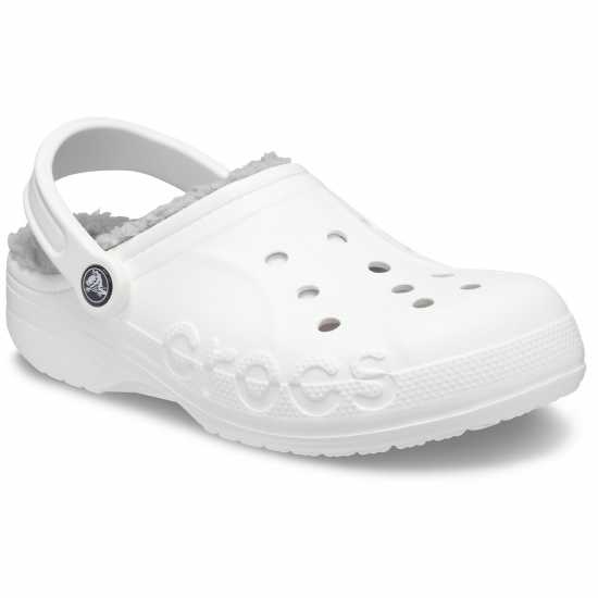 Crocs Women's Baya Lined Mule Slippers White/Grey Crocs Women's Baya Lined Mule Slippers White/Grey