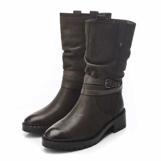 Moda In Pelle Боти Women's Beckette Khaki Nubuck Flat Ankle Boots  