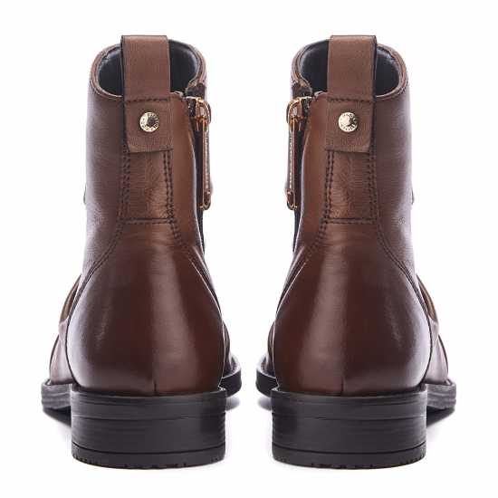 Moda In Pelle Боти Women's Brandish Tan Leather Flat Ankle Boots Кафяво 