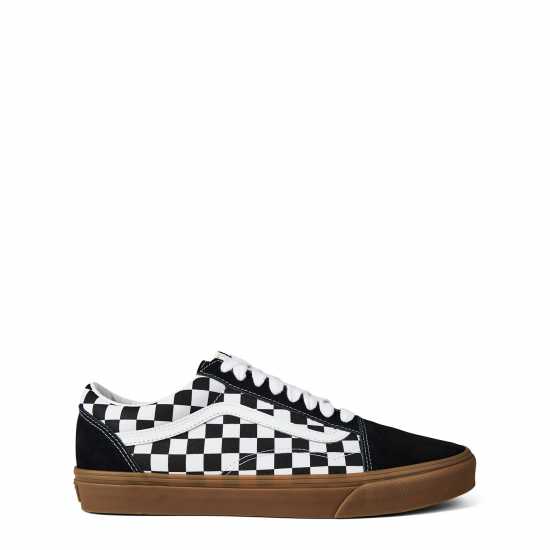 Vans Платнени Ниски Обувки Old Skool Canvas Low Top Mens Chekr Blk 