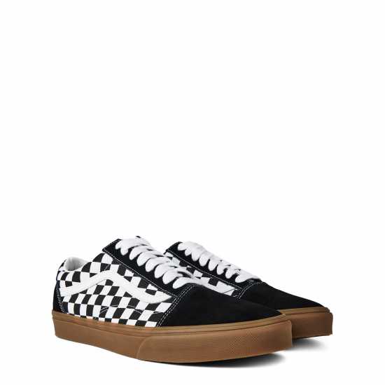Vans Платнени Ниски Обувки Old Skool Canvas Low Top Mens Chekr Blk 