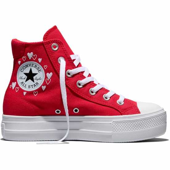 Converse Women's Day One Pit Canvas High-Top Trainers Red/White Converse Women's Day One Pit Canvas High-Top Trainers Red/White