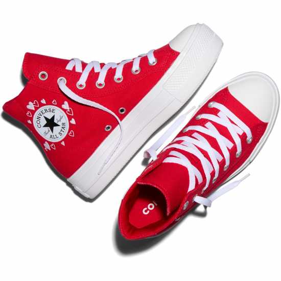 Converse Women's Day One Pit Canvas High-Top Trainers Red/White Converse Women's Day One Pit Canvas High-Top Trainers Red/White