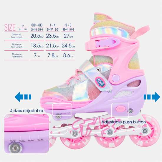 Star Ролери Inline Skates With Led Wheel Kids  