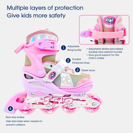 Star Ролери Inline Skates With Led Wheel Kids  