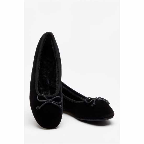 Velvet Ballerina Slippers Black Дамски обувки