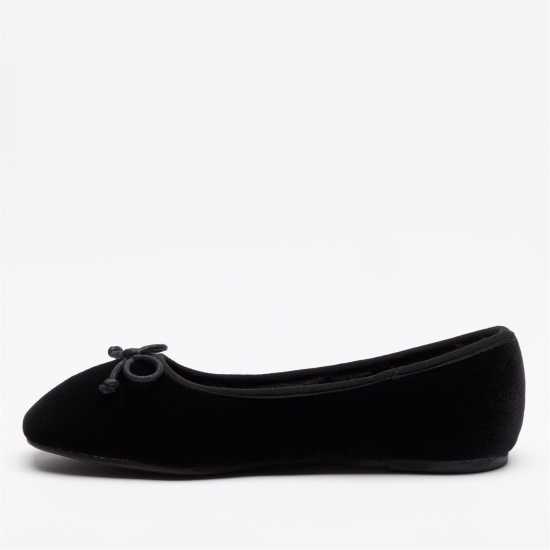 Velvet Ballerina Slippers Black Дамски обувки